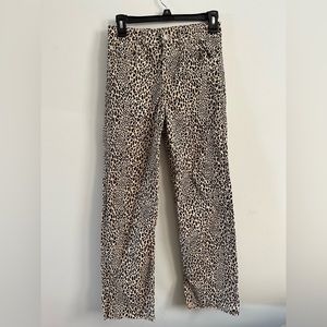 Cheetah print wide legged denim pants